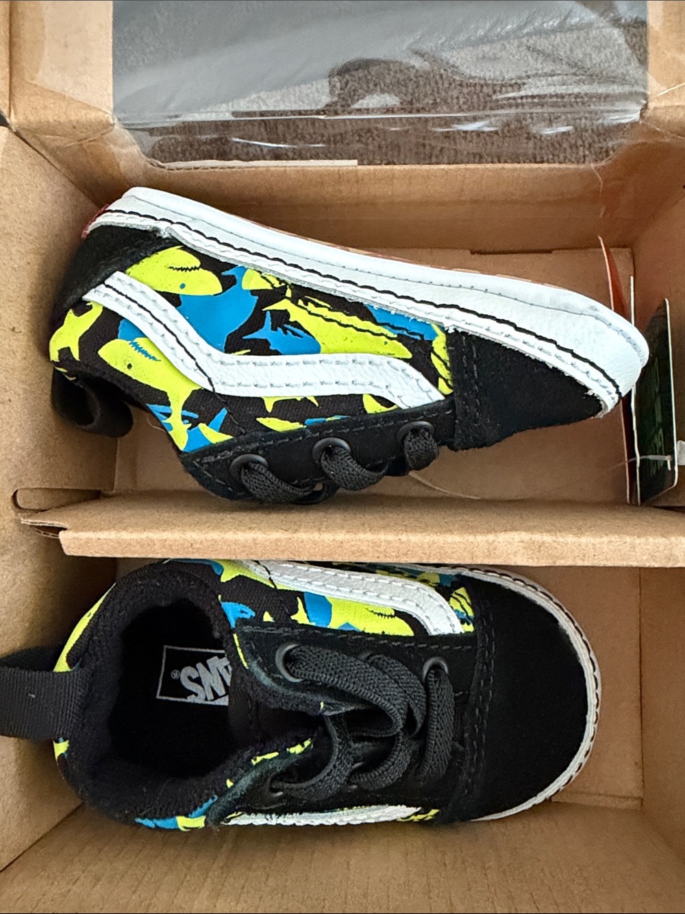 Vans Baby/Toddler Slip-On with Blue and Yellow Fish Print